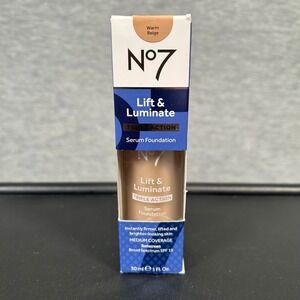 No7 Lift & Luminate Serum Foundation 1oz Warm Beige SPF 15 Glow Exp 3/2028 NEW